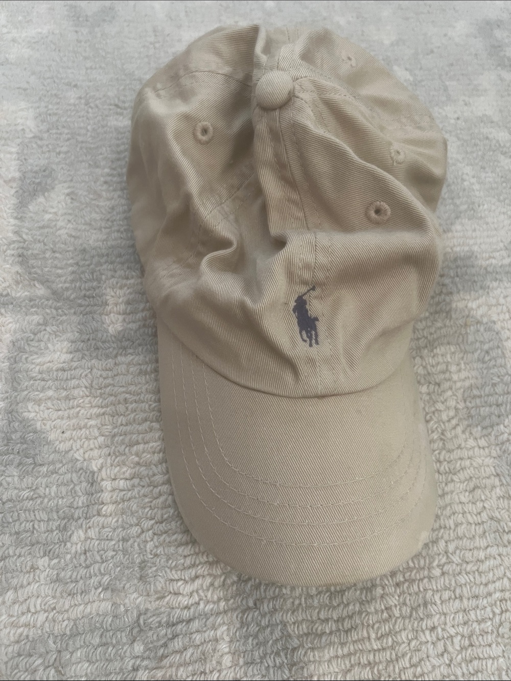 Ralph Lauren Beige Baseball Cap with Navy Pony